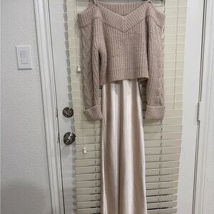 Cozy Beige Knit Sweater Dress